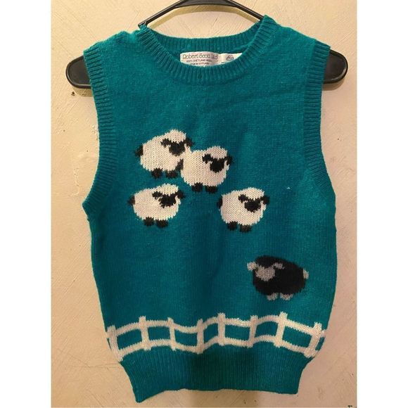 Vintage Robert Scott Ltd Shetland wool sweater vest size 34 Made in Hong Kong Bl - Picture 1 of 7